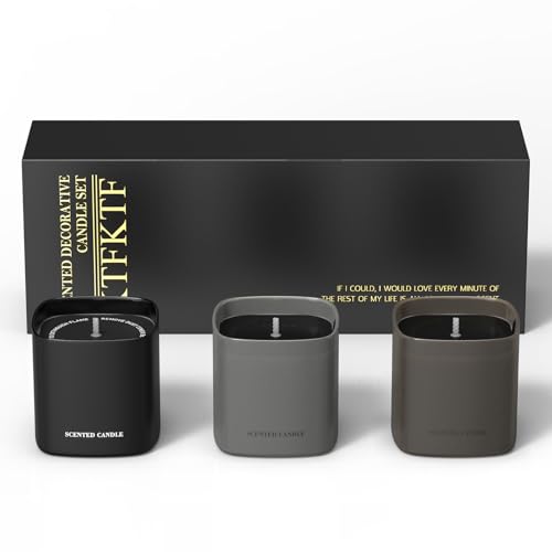 Men's Scented Candle Gift Set - 3 Pack Natural Soy Candles for Men,Teakwood, Sandalwood & Vanilla - Masculine Aromatherapy...