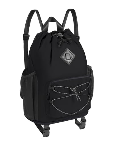 WANDF Drawstring Backpack with Removable Wet Pocket, Sandproof Beach Backpack with Bottom Compression Strap for Beach Mat,...