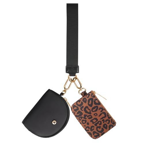 KeyChain Wallet Wristlet Wallets For Women Mini Zip Dual Pouch Wristlet