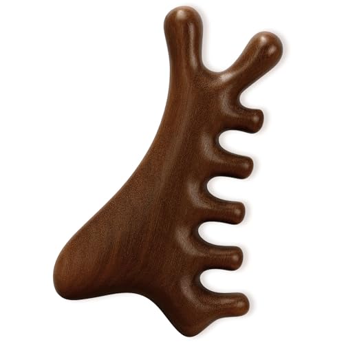 Brvlsoc Natural Sandalwood Gua Sha Tool – 4-in-1 Face & Body Massager for Lymphatic Drainage, Jawline Lift, Nose Sculpting...