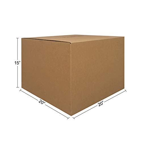 Amazon Basics Cardboard Moving Boxes for Packing and Shipping, Large Size, 20" x 20" x 15", Brown, 6-Pack