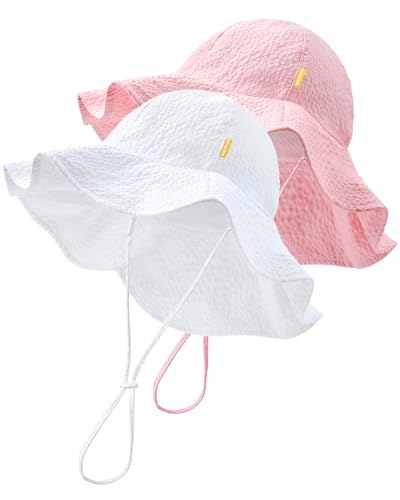 HONGTEYA Baby Sun Hat Toddler Girl Beach Hat Adjustable Outdoor Summer Hat Sun Protection Wide Brim Infant Kids