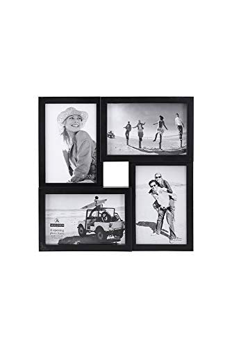 Malden International Designs Collage Picture Frame for Wall, Holds Four Photos : 2-6x4 and 2-4x6 Inch - Black Plastic, Wal...