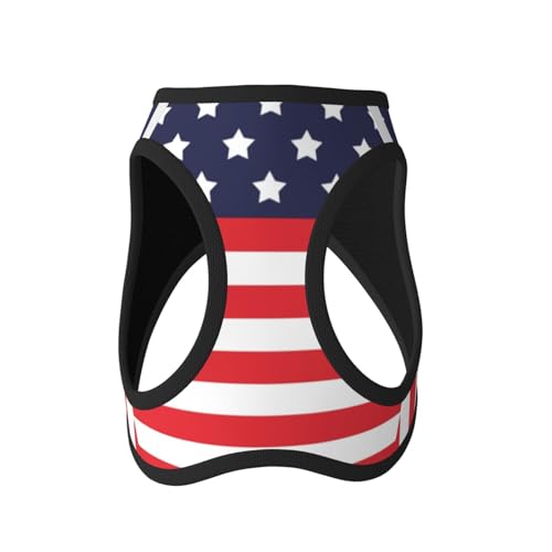 American Star Flag No Pull Dog Harness and Leash Set, Reflective Vest for Small Dogs, Adjustable Breathable Cute Classic M...