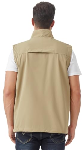 EIGIOO Men's Lightweight Vest Outerwear with Multi Pockets Windproof Sleeveless Jacket for Travel Outdoor Golf