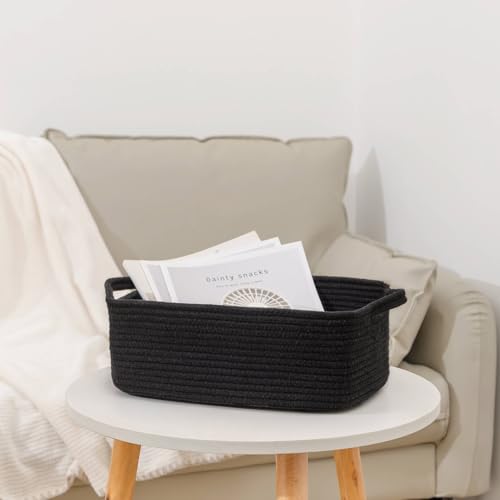 CubesLand Cute and Durable Small Cotton Rope Basket for Organizing, Woven Closet Storage Bin,Shelves Closet Storage Baske...