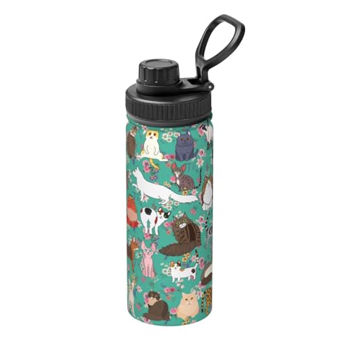 Cat Gifts Cat Water Bottle 18 Oz Stainless Steel Stainless Steel Vacuum Insulated Bottle Leak Proof Cup For Hot Or Cold Dr...