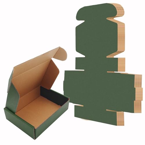 25 Pack Corrugated Packaging Box Mailers Shipping, Green Recyclable Cardboard Small Gift Mailer Boxes for Shipping Packagi...