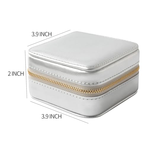 NGVRC Genuine Leather Travel Jewelry Case Organizer with Mirror for Women, Small Jewelry Box Portable Mini Jewelry Case fo...