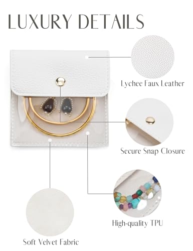 Popvibe 6 Pcs Mini Pouch Small Jewelry Bags Travel Clear Jewelry Storage Bag, Leather Jewelry Pouches for Traveling Velvet...