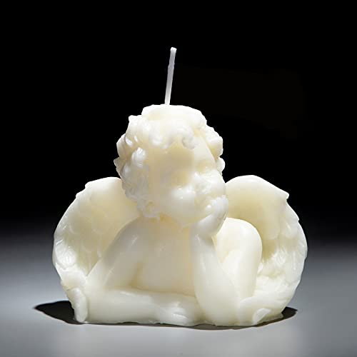 Nuanchu 2 Pieces Eclectic Angel Decor - White Angel Scented Candle Wax Vegan Candle for Trendy Bedroom Decorative