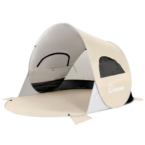 Wolfwise Pop up Beach Tent Sun Shelter with UPF50+ UV Protection, Instant Easy Setup Popup Beach Shade Canopy for 3 Perso...