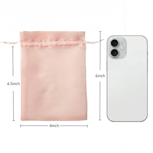 QIANF 20 Pcs Pink Small Organza Bags 4X6 inch for Wedding Favors with Drawstring, Mini Mesh Gift Bags Jewelry Pouch for Ca...