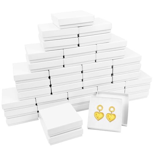 batifine Small Gift Boxes, 40 Pack 3.5x3.5x1 Inch Bulk Cotton Filled Small Jewelry Boxes with Lids for Necklace Ring Brace...