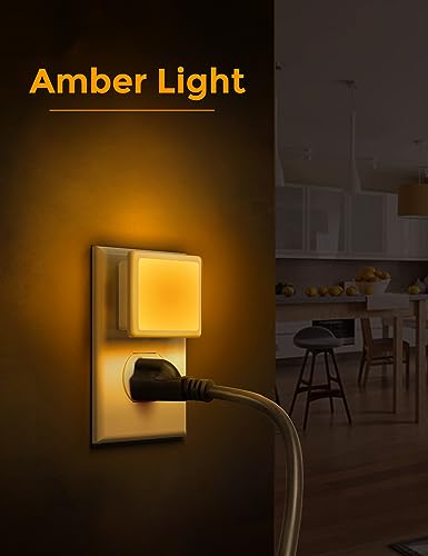 L LOHAS LED Night Lights Plug into Wall 2-Pack, 0.3W Plug in Night Light, Dusk to Dawn, 2000K Amber Light, Sleep Aid Night...