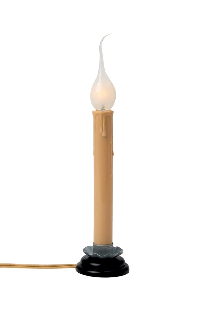 Creative Hobbies 7 Inch Electric Rustic Country Candle Lamp with On/Off Switch, 5 Foot Ivory Cord, Metal Base and 5W Silic...