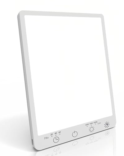 Plynvexa Light Therapy Lamp with 10,000 Lux, UV-Free, LED Bright White Light with 3 Color Temperature, 3 Brightness Level...