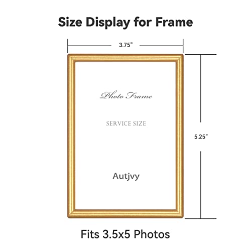 Autjvy 3.5x5 Picture Frame Matte Gold Modern Simple Thin Aluminum Metal Photo Frame with HD Real Glass, Display for Tablet...