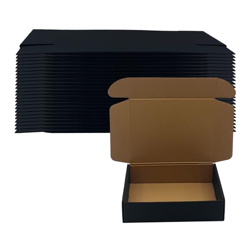 24 Pack 8x6x2 inches Black Shipping Boxes, Corrugated Mailer Boxes, Packaging Boxes for Products, Recyclable Cardboard Bo...