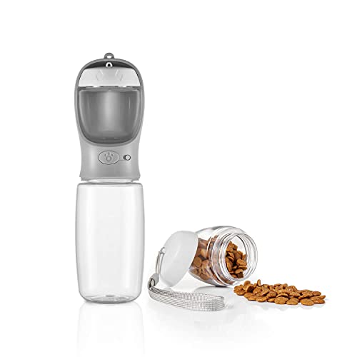 WePet Portable Dog Water Bottle with Food Container, 19 OZ + 6 OZ, Leak Proof Puppy Water Dispenser with Drinking Feeder f...