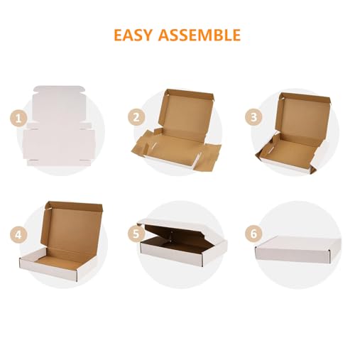 ZxeluPapr 50 Pack 9x6x2 Shipping Boxes, White Corrugated Cardboard Packaging Box for Small Business