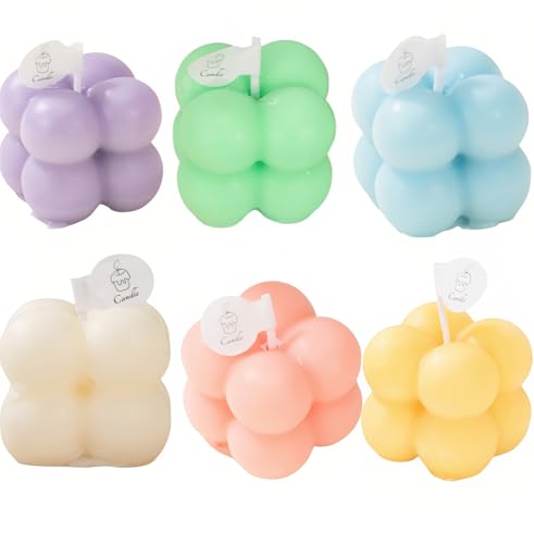 6-in-1 Mini Soy Wax Candles Gift Set – Eco-Friendly Aromatherapy, Lavender/Peach/Sea Salt Scents, Bubble Shaped Decorative...
