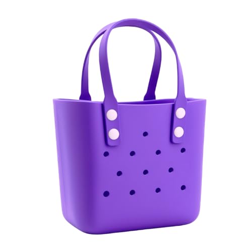 Rubber Tote Bag Small Beach Bag,Practical And Portable Travel Bag,Washable Open Handbag for Work Travel