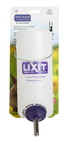 Lixit Small Animal Wide Mouth BPA-Free Water Bottle, 32 Oz, Translucent