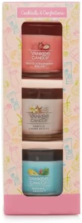 Yankee Candle Cocktails & Confections 3 Candle Gift Set with a White Strawberry Bellini, a Vanilla Creme Brulee, and a Bah...
