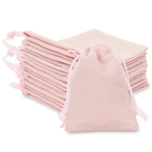 G2PLUS Pink Velvet Jewelry Pouches, 20PCS Small Velvet Gift Bags with Drawstring, Christmas Gift Bags for Wedding Favors, ...