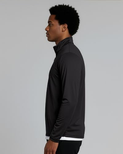 Real Essentials 3 Pack: Men's Dry-Fit Active Quarter Zip Long Sleeve Athletic Performance Pullover (Available in Big & Tall)
