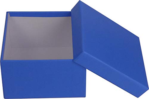 Cypress Lane Square Rigid Gift Boxes, a Nested Set of 4, 3.5x3.5x2 to 6x6x4 inches (Blue)