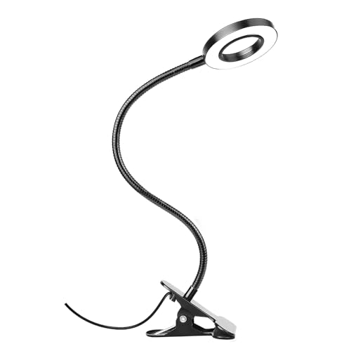 Woputne Desk Lamp Clip Light, 10 Dimmable Brightness 3 Light Modes Reading Light, Clamp Bedside Lamp for Painting, Craft, ...
