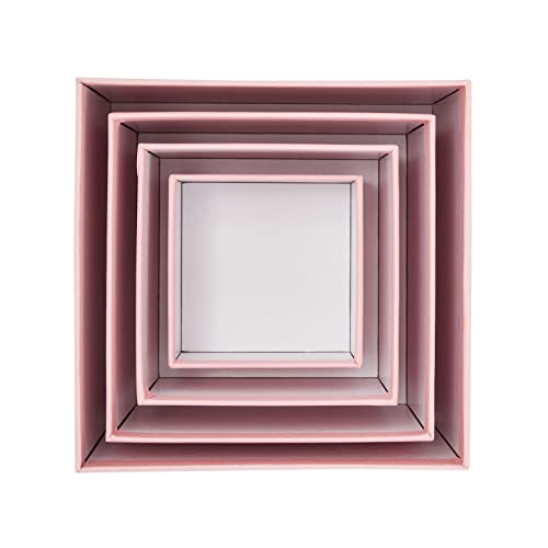 Stockroom Plus Gift Box Set - 4 Piece Assortment, Pink - Nesting & Stackable Pink Square Boxes with Lids for Weddings, Bir...