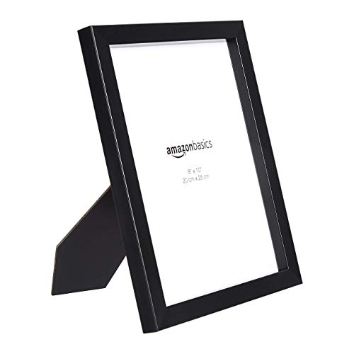 Amazon Basics Rectangular Photo Picture Frame, 8" x 10", Wall Hanging or Tabletop Display, Black, 2-Pack, Horizontal or Ve...