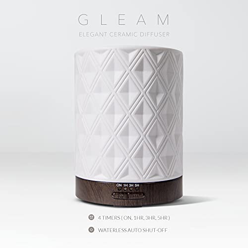 Earnest Living Essential Oil Diffuser for Large Room White Ceramic 250ml Aromatherapy Diffuser with 4 Timers 7 Night Light...