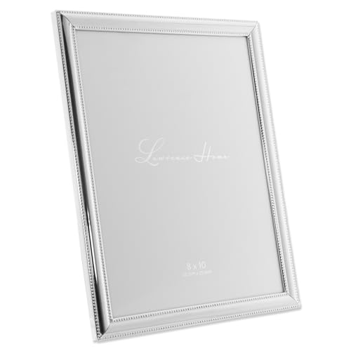 Lawrence Frames 510780 8x10 Metal Picture Frame Silver-Plate with Delicate Beading
