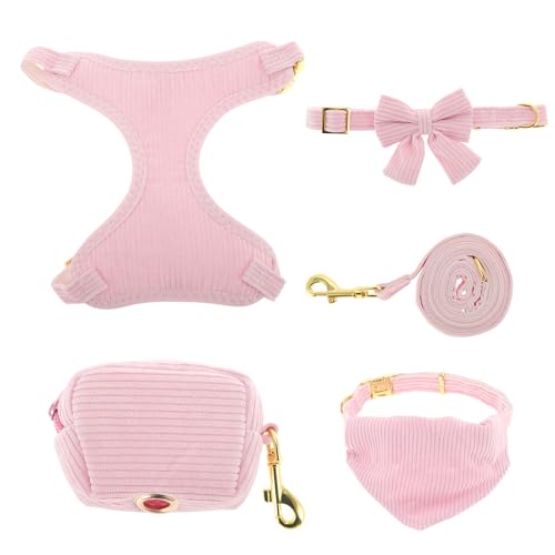 RENEWREVITAL Dog Harness, Cute Dog Collar Harness with Bow, Adjustable Leash Set for Puppies, Breathable Pet Vest, Medium,...