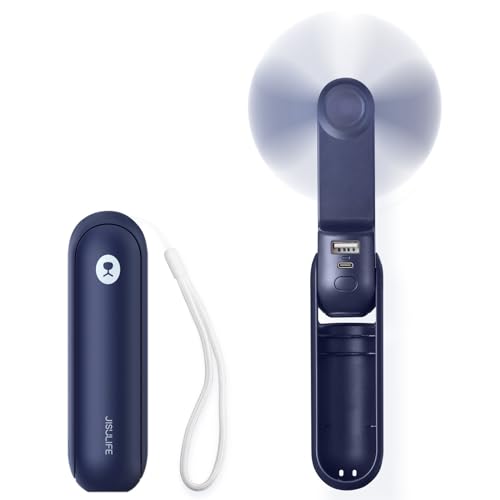 JISULIFE Portable Handheld Fan, Mini Personal 3-In-1 with Power Bank&Flashlight, 12-19 Hrs USB Rechargeable Battery Pocket...