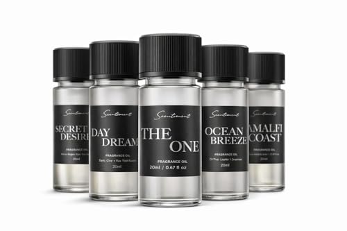 Scentiment Luxury Hotel Scents – 5 Diffuser Oil Set | Secret Desires, Day Dream, The One, Ocean Breeze & Amalfi Coast | Fr...