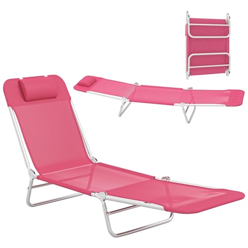 Outsunny Folding Chaise Lounge Chair, Pool Sun Tanning Chair, Outdoor Lounge Chair with Reclining Back, Breathable Mesh Se...