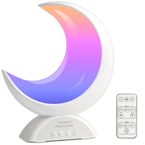 Pulselala Touch Moon Table Lamp with RGB Adjustable Light, Scene Mode and Music Mode, Warm White LED Moon Light, Suitable ...