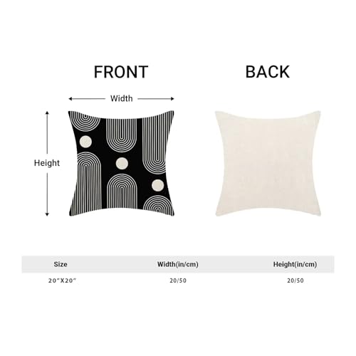 Jecuwo Boho Mid Century Pillow Covers 20x20 Inch Set of 2, Abstract Simple Black and White Decorative Throw Pillowcase Boh...