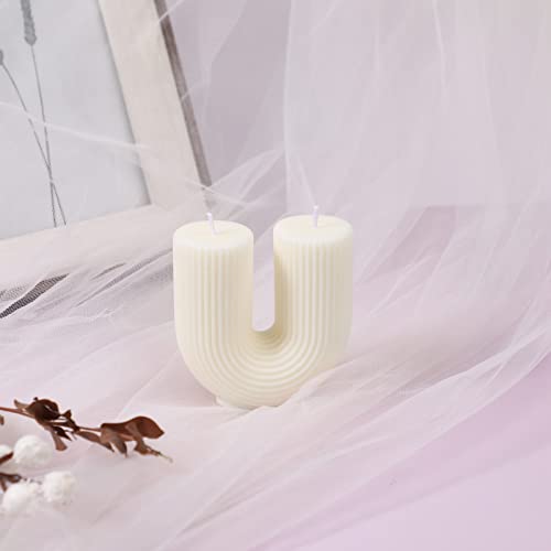 Tondiamo U Shaped Candle Ribbed Soy Wax Scented Decorative Candles Minimalist Geometric Shaped Bougie Cool Aesthetic Bougi...
