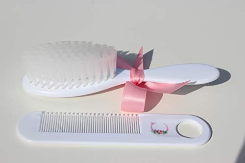 Personalized Baby Brush & Comb Set Gift Girl, Pink Floral Initial Toddler Custom Sets, Baby Gifts for Newborn Girls, ECO F...