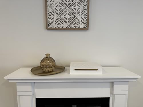 Kingflux White Wooden Keepsake Box With Faux Leather and Brushed Gold Handle, Gift and Storage Box for Vanity, Coffee Tabl...