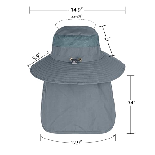 Sun Hats for Men Women Fishing Hat UPF 50+ Breathable Wide Brim Bucket Hats Summer UV Protection Safari Hat with Neck Flap