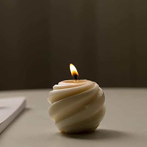 3PCS Spiral Ball Candle Wooden Scented Aesthetic Cylinder Candle, Home Office Danish Pastel Trendy Room Floating Shelves D...