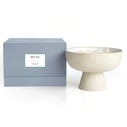 Blueme Focus Candle | Eucalyptus & Lime | 6 Wick - Refillable Wellness Candle with Essential Oils, Hand Finished & Poured ...