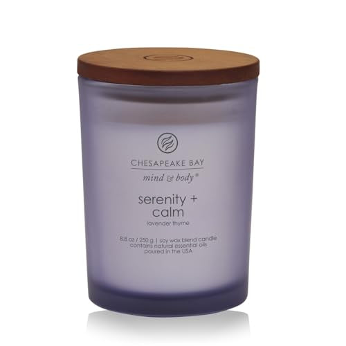 Chesapeake Bay Candle Medium Jar Scented Candle Serenity + Calm (Lavender Thyme) Home Décor Orange Gifting Idea Burn Time ...